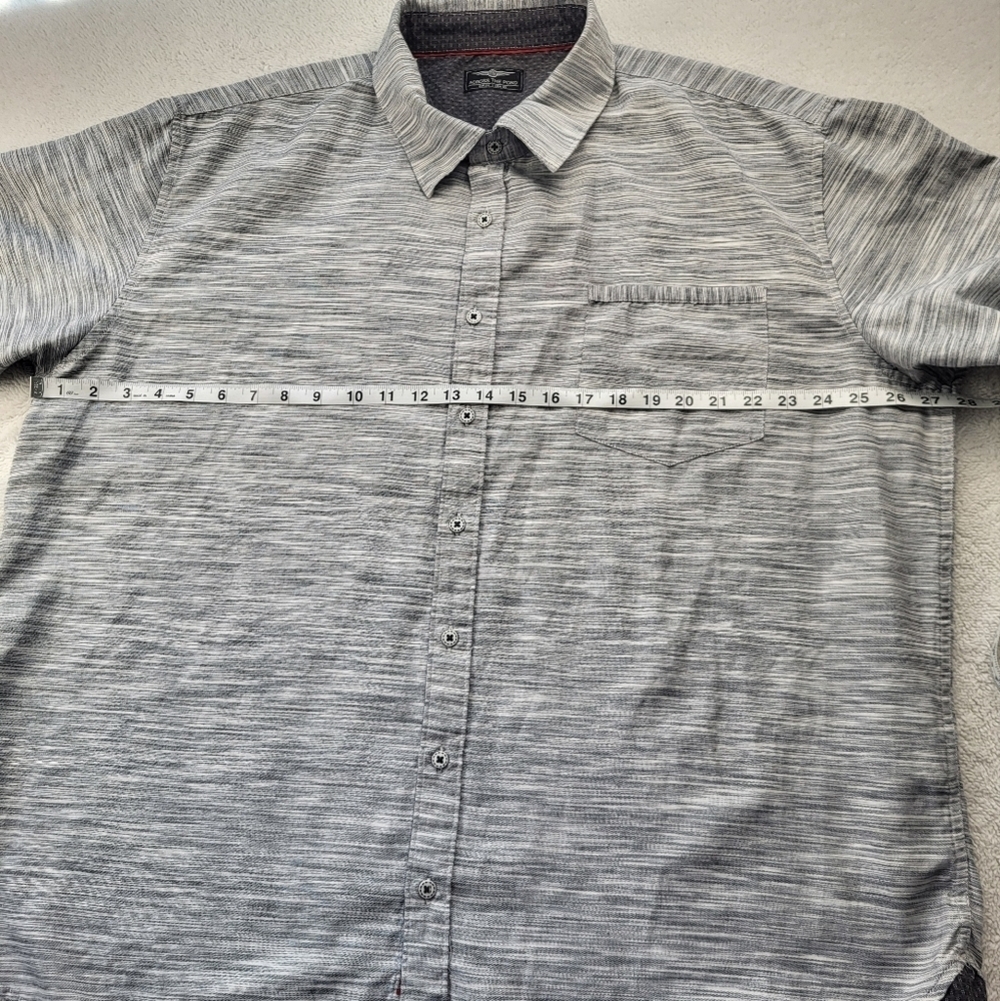 Across The Pond Men's Gray Marbled Short Sleeved Button Up Shirt Size 3X - Picture 6 of 8